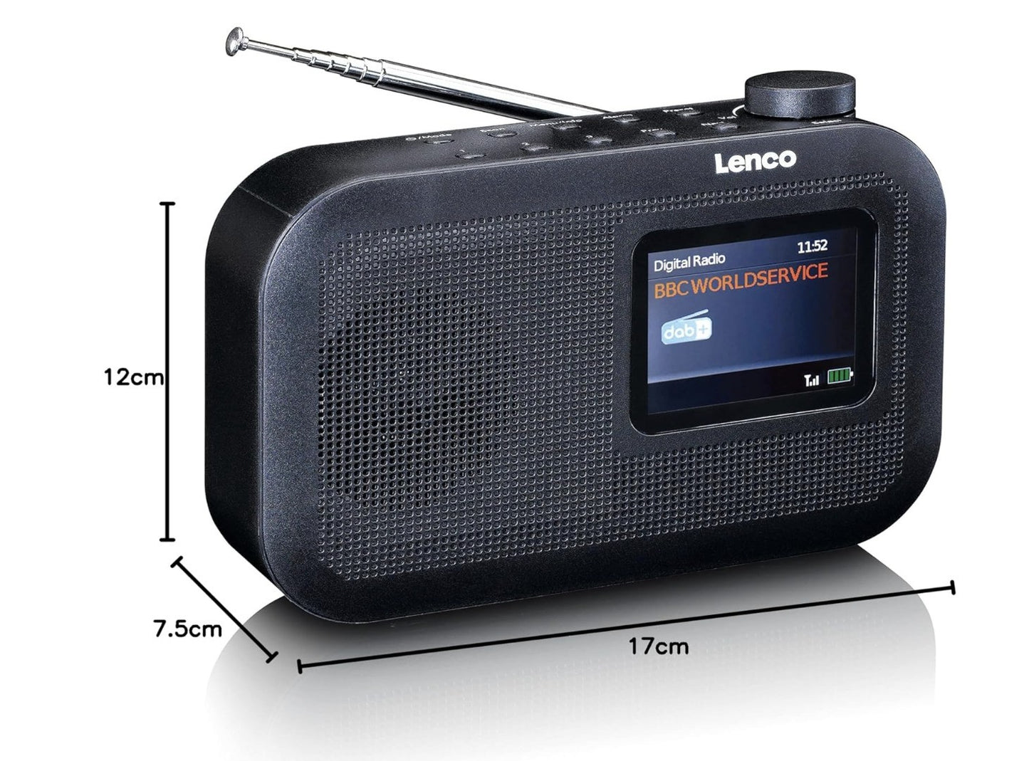 Lenco PDR-026 DAB plus Radio Bluetooth FM Speicher Display tragbar Akku grau