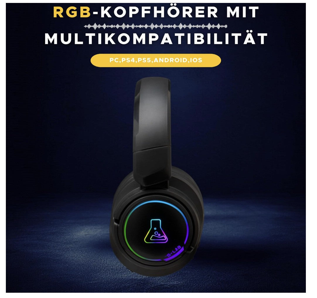 The G‑Lab Korp Iridium kabelloses Gaming-Headset 2,4 GHz Bluetooth RGB 45h Akku