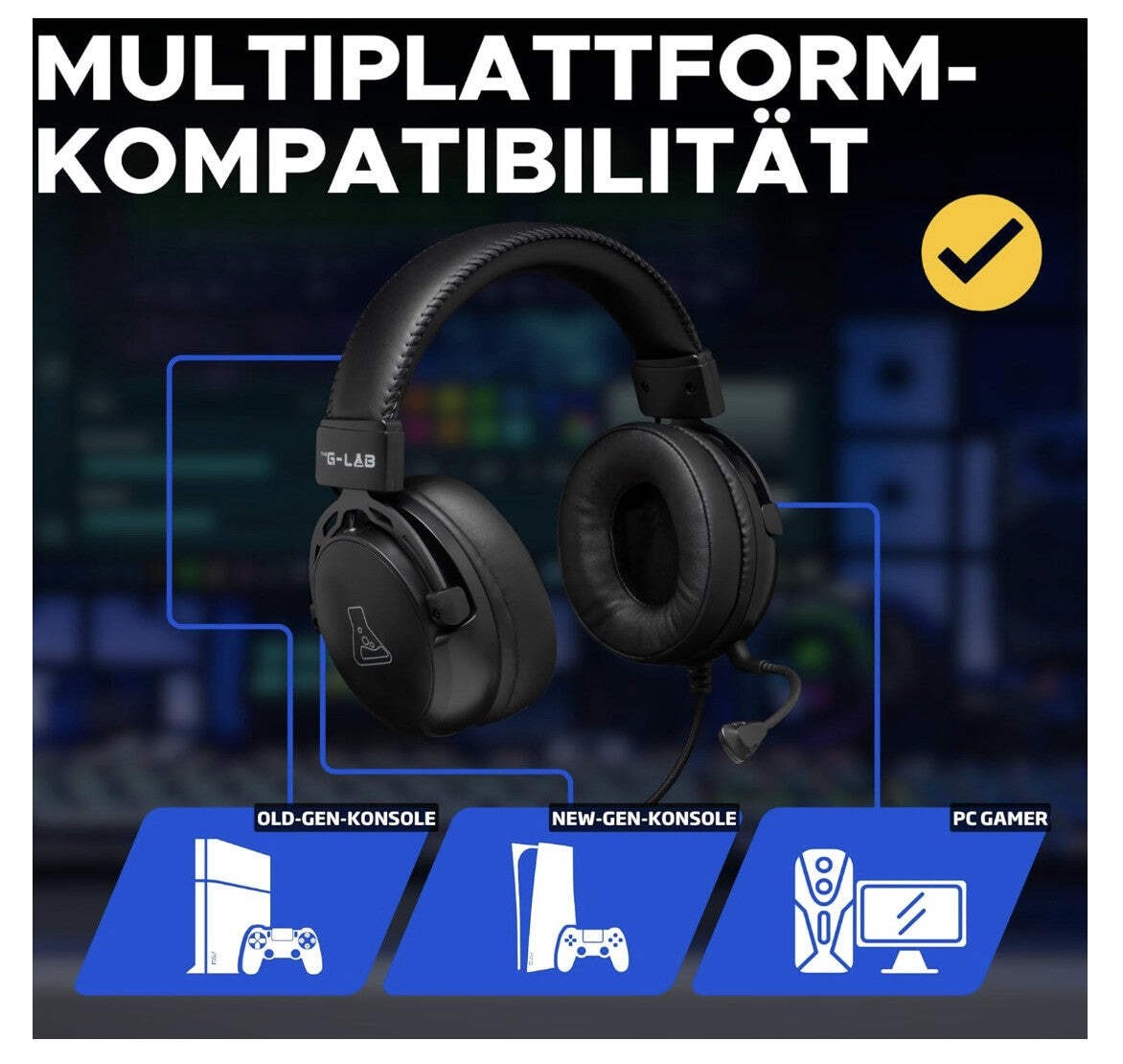 The G-Lab – Korp Titanium, Gaming Headset, PS5/PC/Xbox, 3.5mm, abnehmbares Mikro
