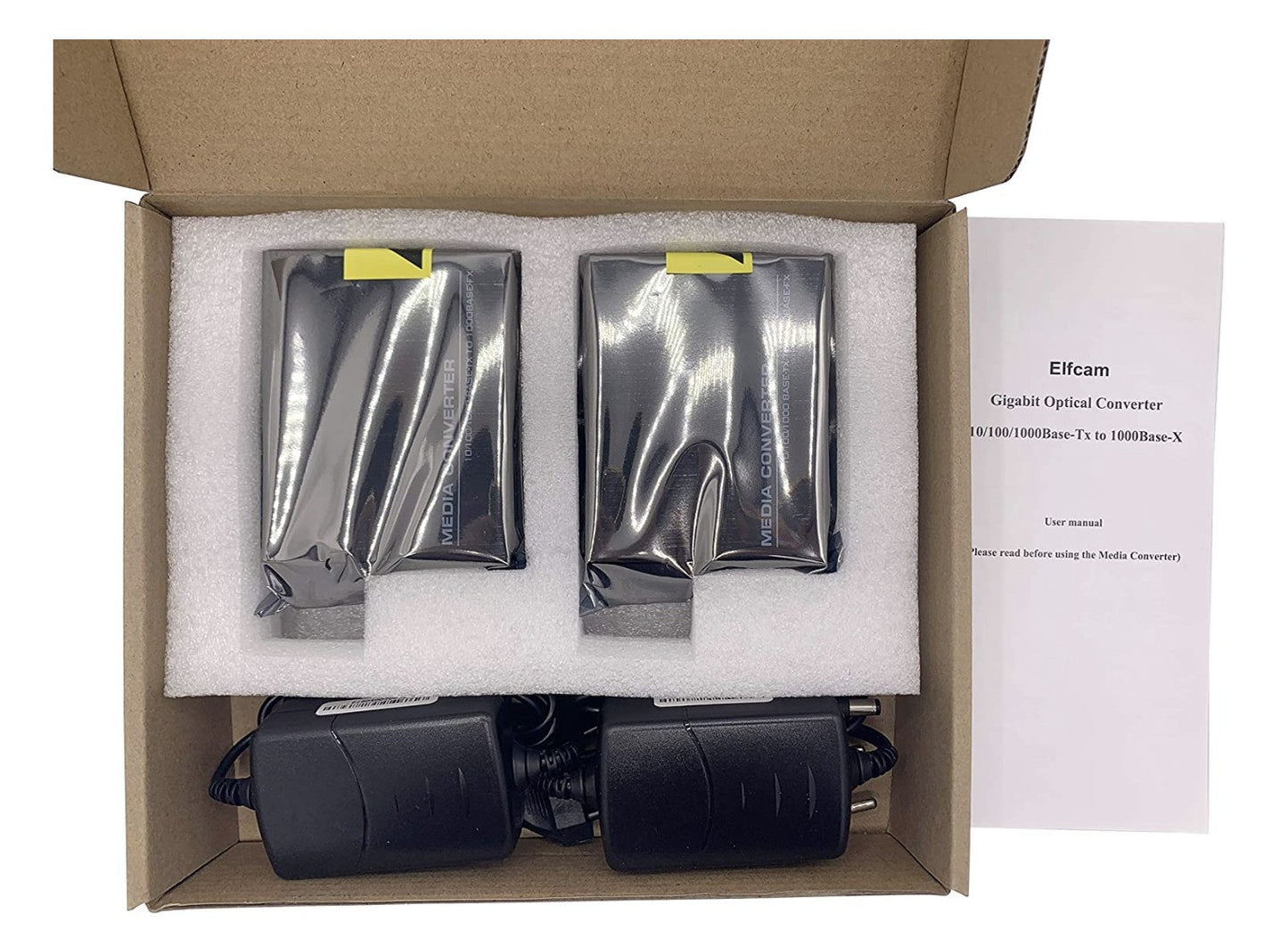 Elfcam – Gigabit Media Converter 1000M SC Monomode 20km RJ45 Ethernet