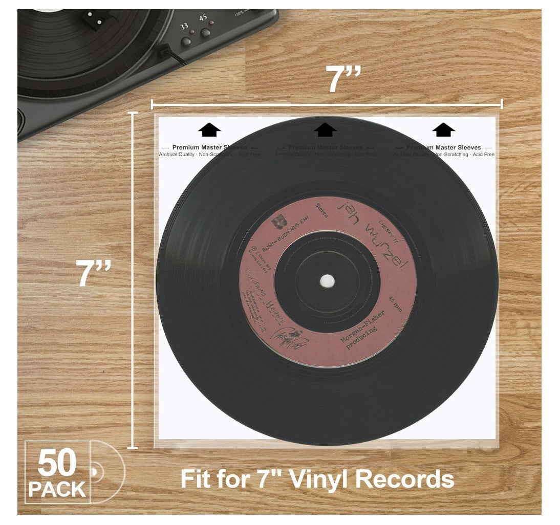 GPXIIZ Schallplatten Innenhüllen 7 Zoll, 50 Stück Hüllen für Singles LP 45 Giri
