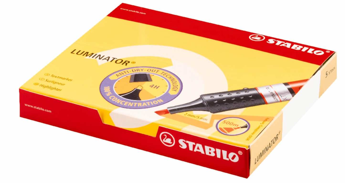 STABILO – LUMINATOR Textmarker Set, 5er Pack, royalblau, langlebig & nachfüllbar