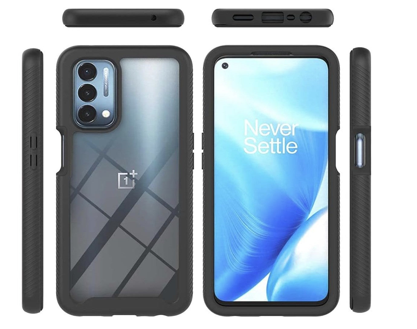 Liner – Oppo A74 5G Hülle Case Stoßfest, Transparent, TPU Bumper Schwarz