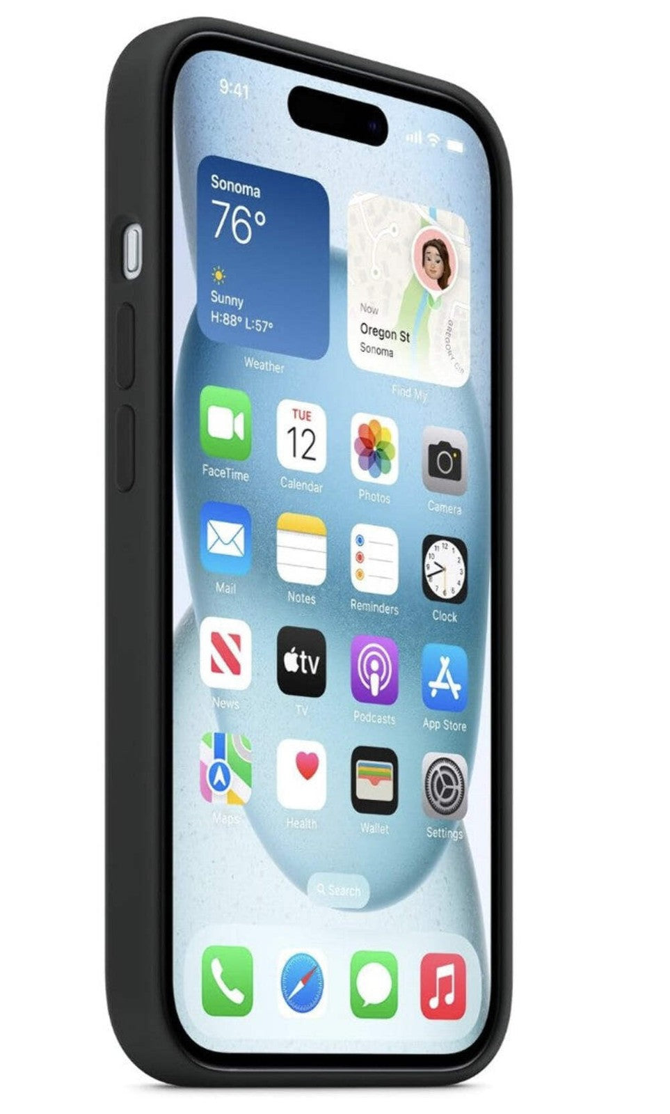 Apple – iPhone 15 Silikon Case, MagSafe kompatibel, Schutzhülle, Schwarz