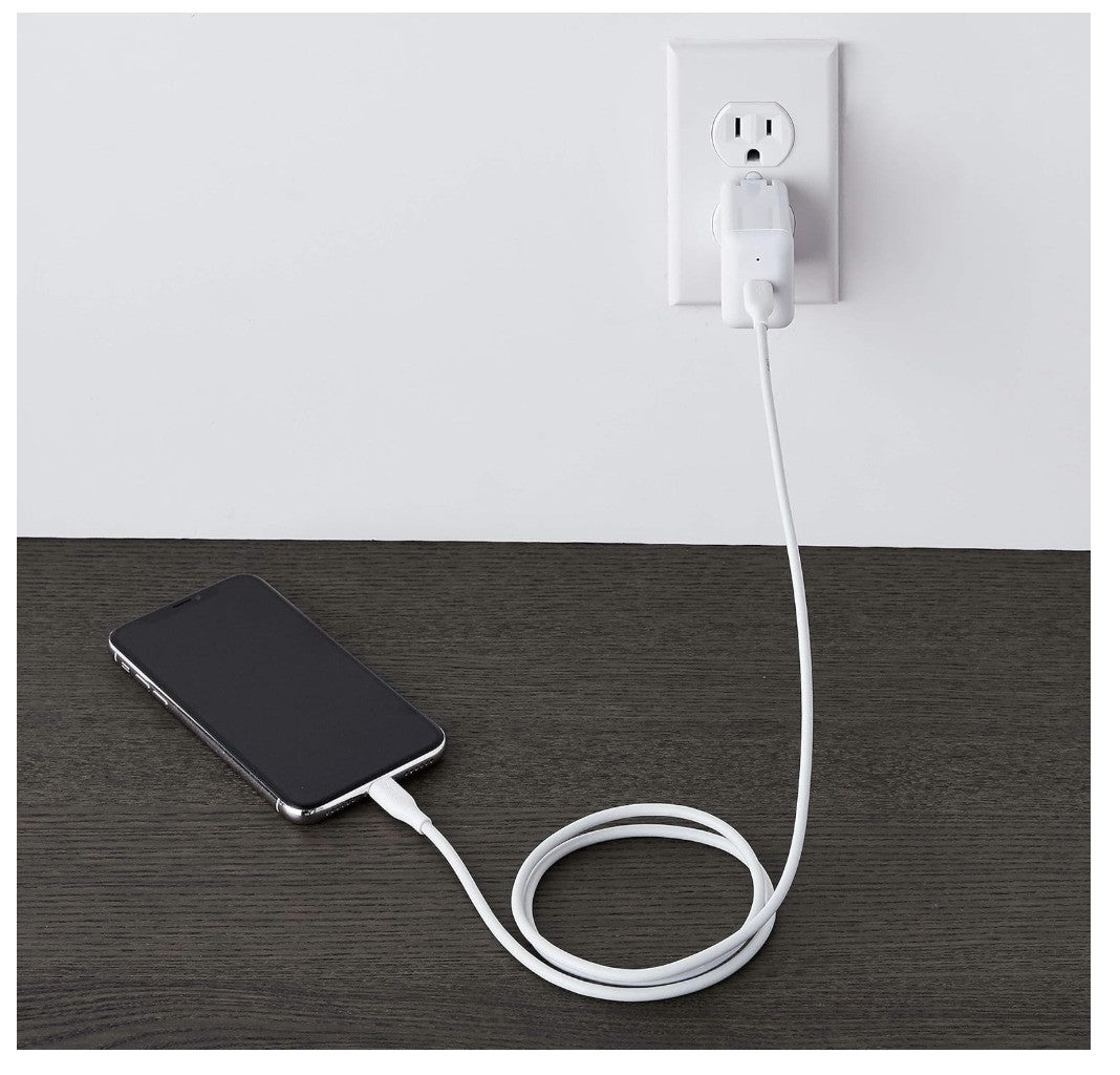 Amazon Basics – USB-C Kabel, MFi, 0.9m, Weiß, USB 2.0, iPhone iPad
