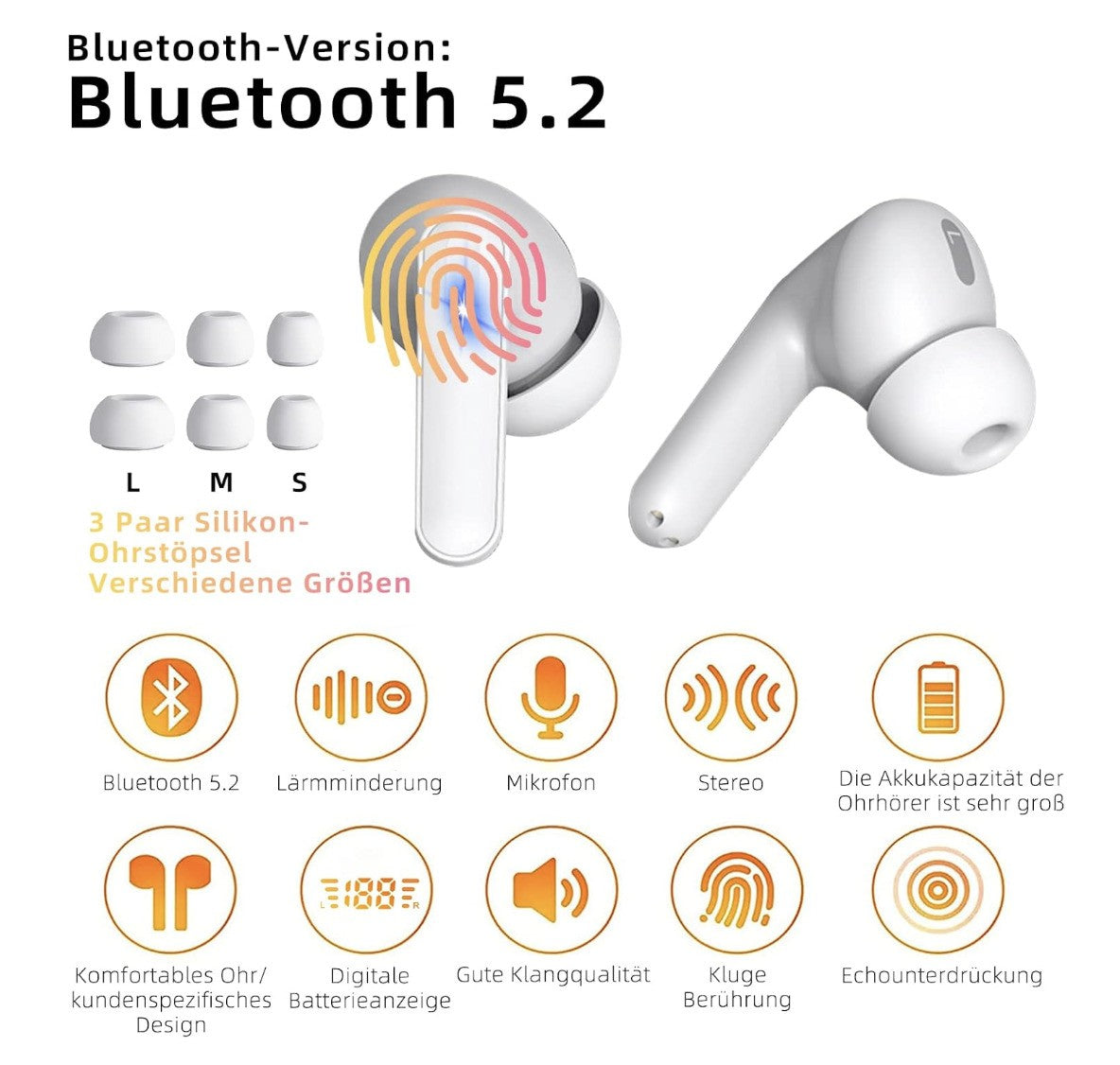 DFLIVE – CS121 Kopfhörer kabellos, In Ear, IPX5, Mikrofon, USB-C, 30h, Sport