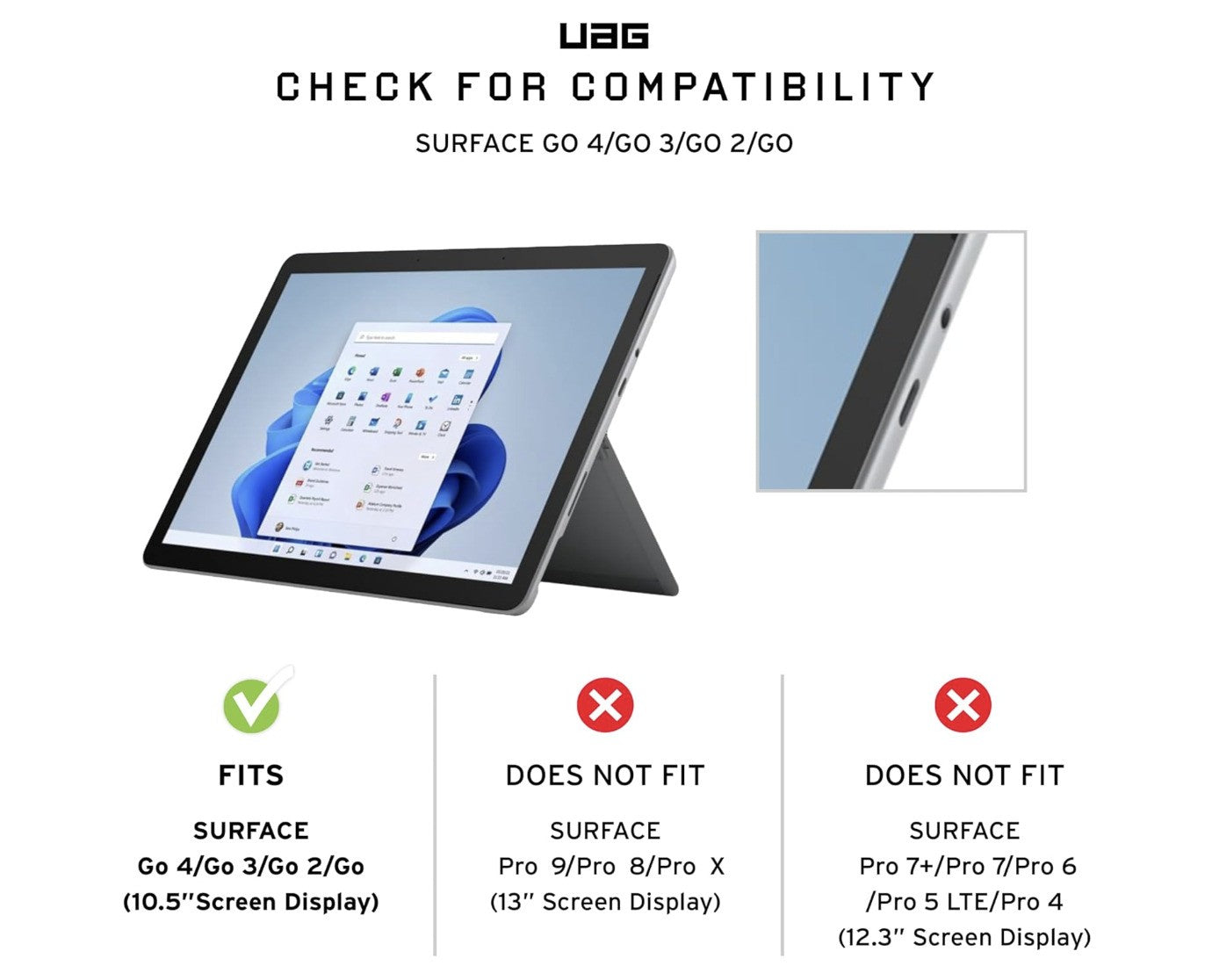 URBAN ARMOR GEAR – Plasma Surface Go Hülle, stoßfest, Type Cover-kompatibel