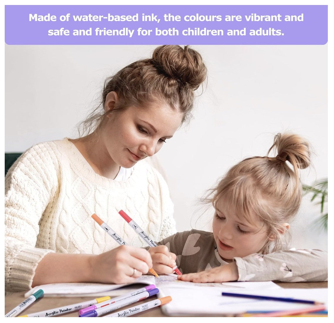 Carehabi– Acrylstifte 24 Farben wasserfest Marker für Glas Holz Leinwand Keramik