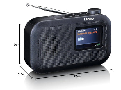 Lenco PDR-026 DAB plus Radio Bluetooth FM Speicher Display tragbar Akku grau