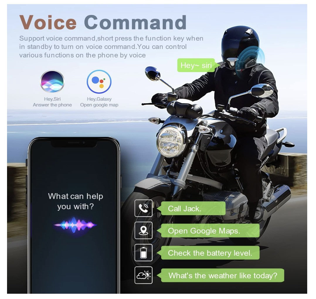 Fodsports FX2 Motorrad Intercom Bluetooth Helm Headset 3 Fahrer, GPS, Musik