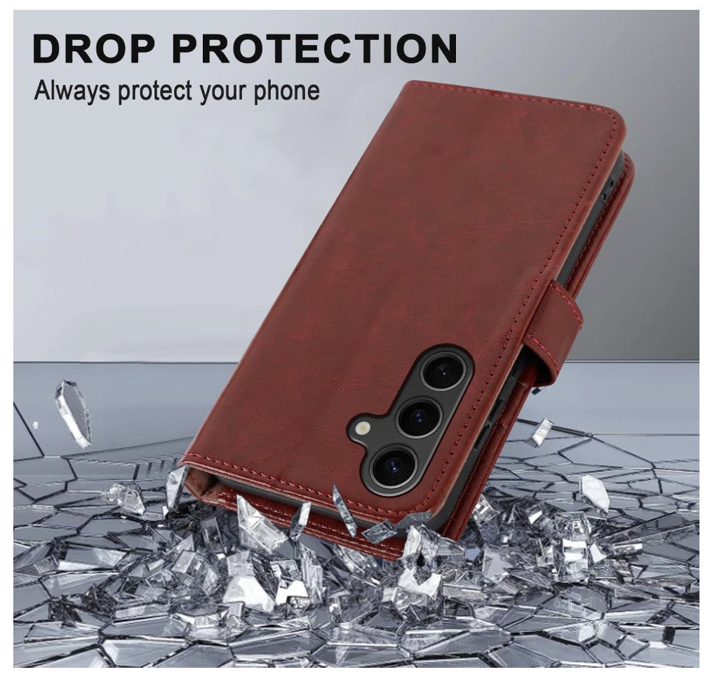 MONASAY– Galaxy S24 Hülle Leder, Flip Case, Kartenfach, Magnet*OHNE SCHUTZFOLIE*