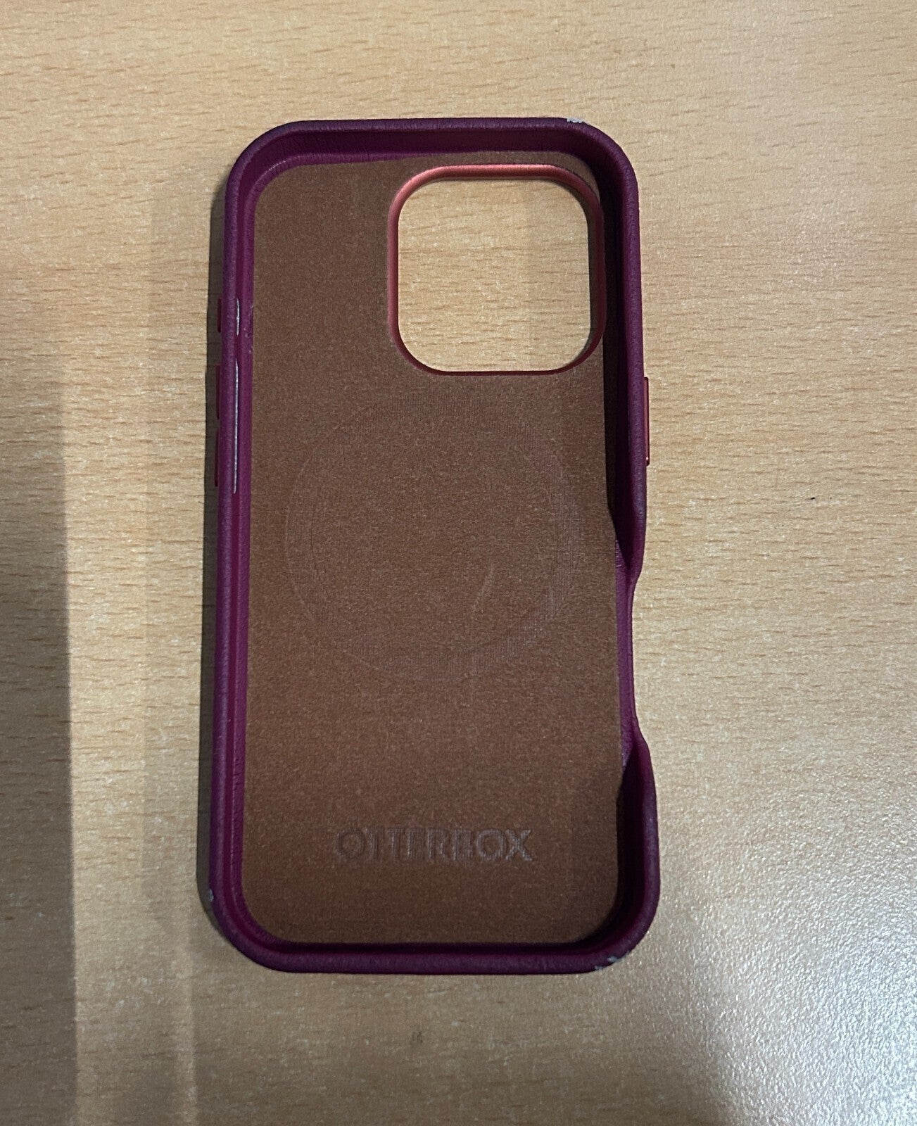OtterBox – Symmetry iPhone 16 Pro Hülle, MagSafe, stoßfest, rot, Leder-Case
