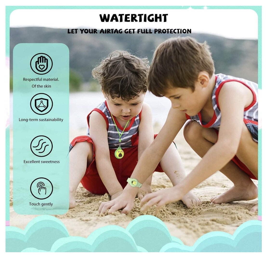 Generic – AirTag Kinderarmband Set GPS Schutz Silikon grün, wasserdicht, IP53