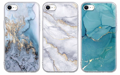 Xylota – iPhone 8/7/SE Hülle, 3er Set TPU Case Marmor Transparent Stoßfest Slim