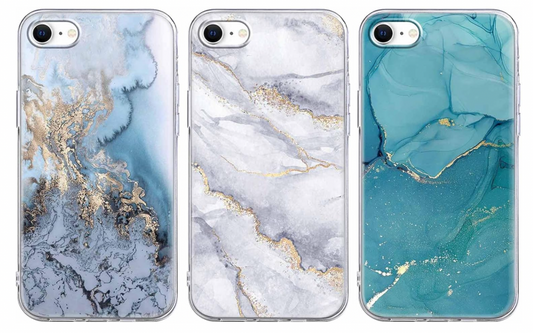 Xylota – iPhone 8/7/SE Hülle, 3er Set TPU Case Marmor Transparent Stoßfest Slim