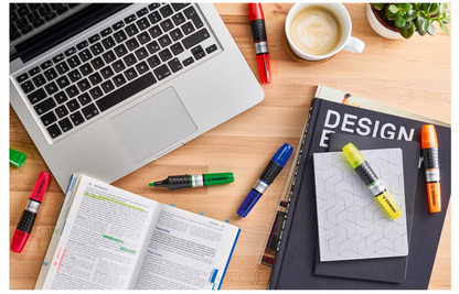 STABILO – LUMINATOR Textmarker Set, 5er Pack, royalblau, langlebig & nachfüllbar