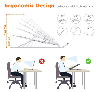 GRIFEMA – GB1054 Laptopständer verstellbar 10–17" rutschfest tragbar Alu Silber