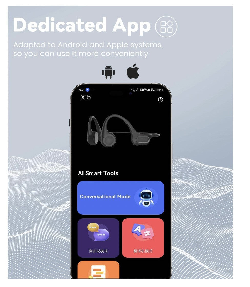 MONODEAL AI Übersetzer-Kopfhörer – Knochenschall – Bluetooth 5.3 – 134 Sprachen