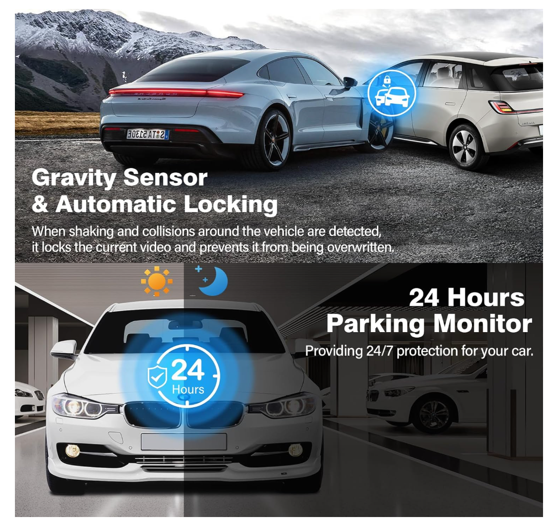 Miden S7 Dashcam 2.5K Auto Kamera Vorne Hinten 64GB SD G-Sensor 336° WDR