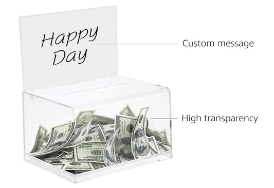 Transparente Urne, Schlüsselschloss, Acryl, sicher, mit Deckel *OHNE SCHLÜSSEL*