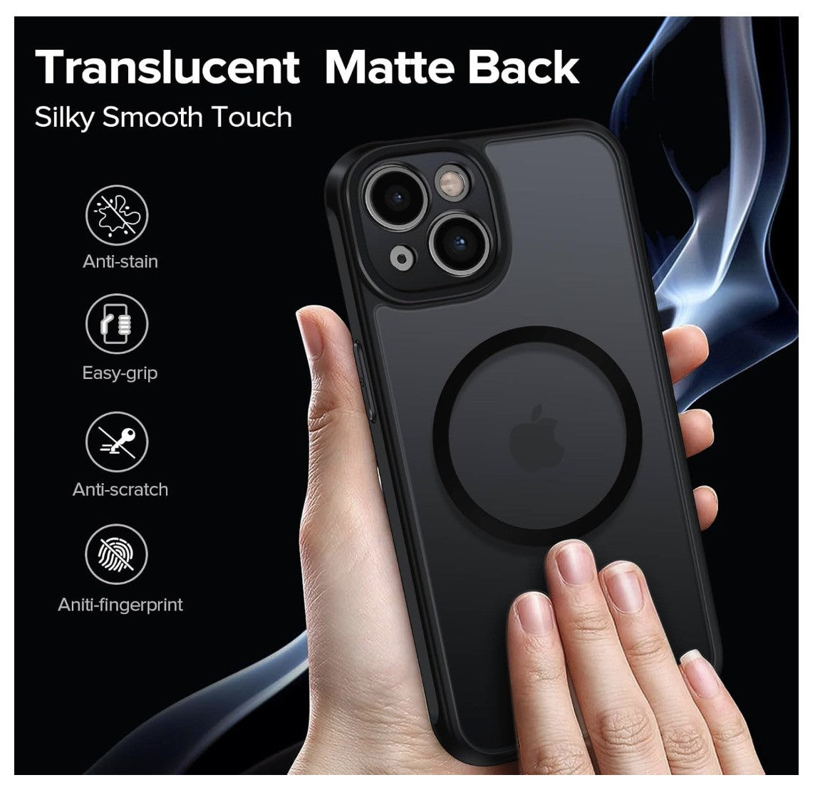 ivoler – iPhone 15 Hülle MagSafe kompatibel, Silikon Stoßfest Matt Schwarz 6.1"