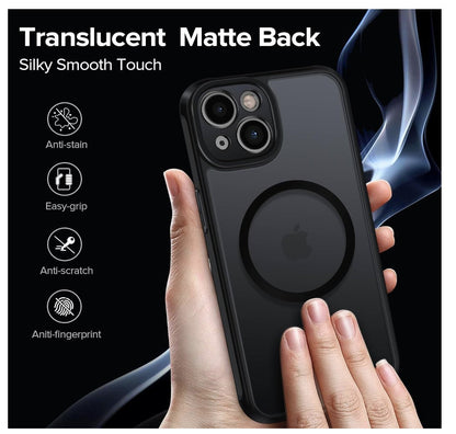 ivoler – iPhone 15 Hülle MagSafe kompatibel, Silikon Stoßfest Matt Schwarz 6.1"