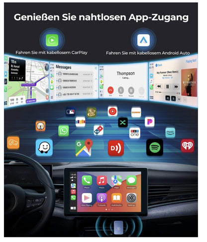 2-in-1 Wireless Adapter für Android Auto & CarPlay– Kabellos– Plug & Play– Blau