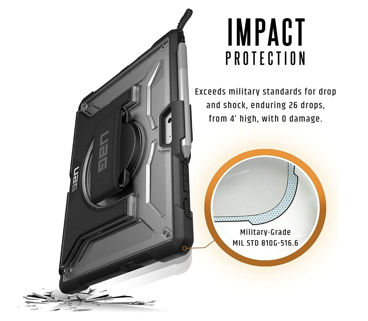 URBAN ARMOR GEAR – Plasma Surface Go Hülle, stoßfest, Type Cover-kompatibel