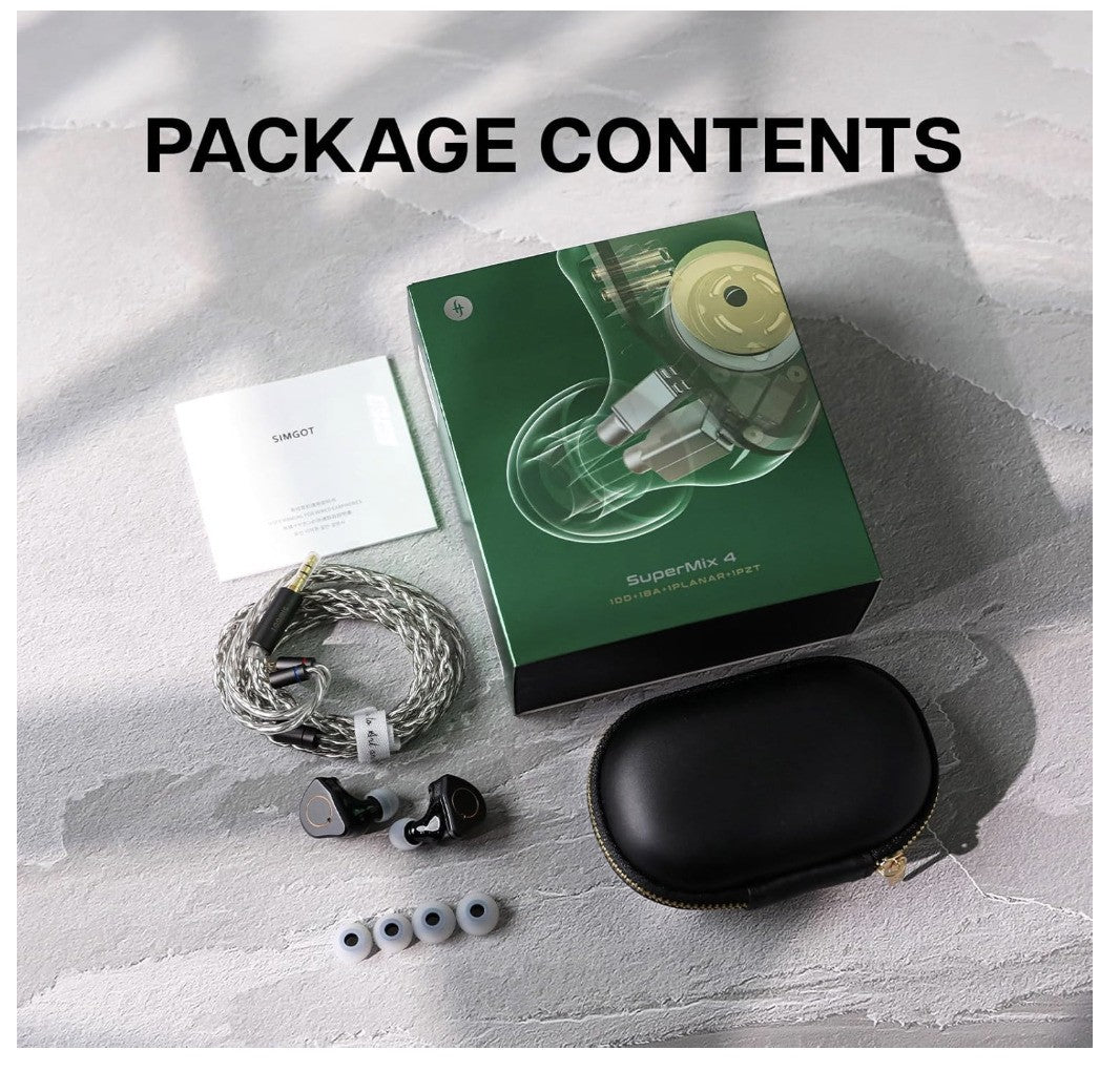 Linsoul SIMGOT SuperMix 4 IEM Kopfhörer HiFi 1DD+1BA+1 Planar OHNE ERSATZGUMMIS