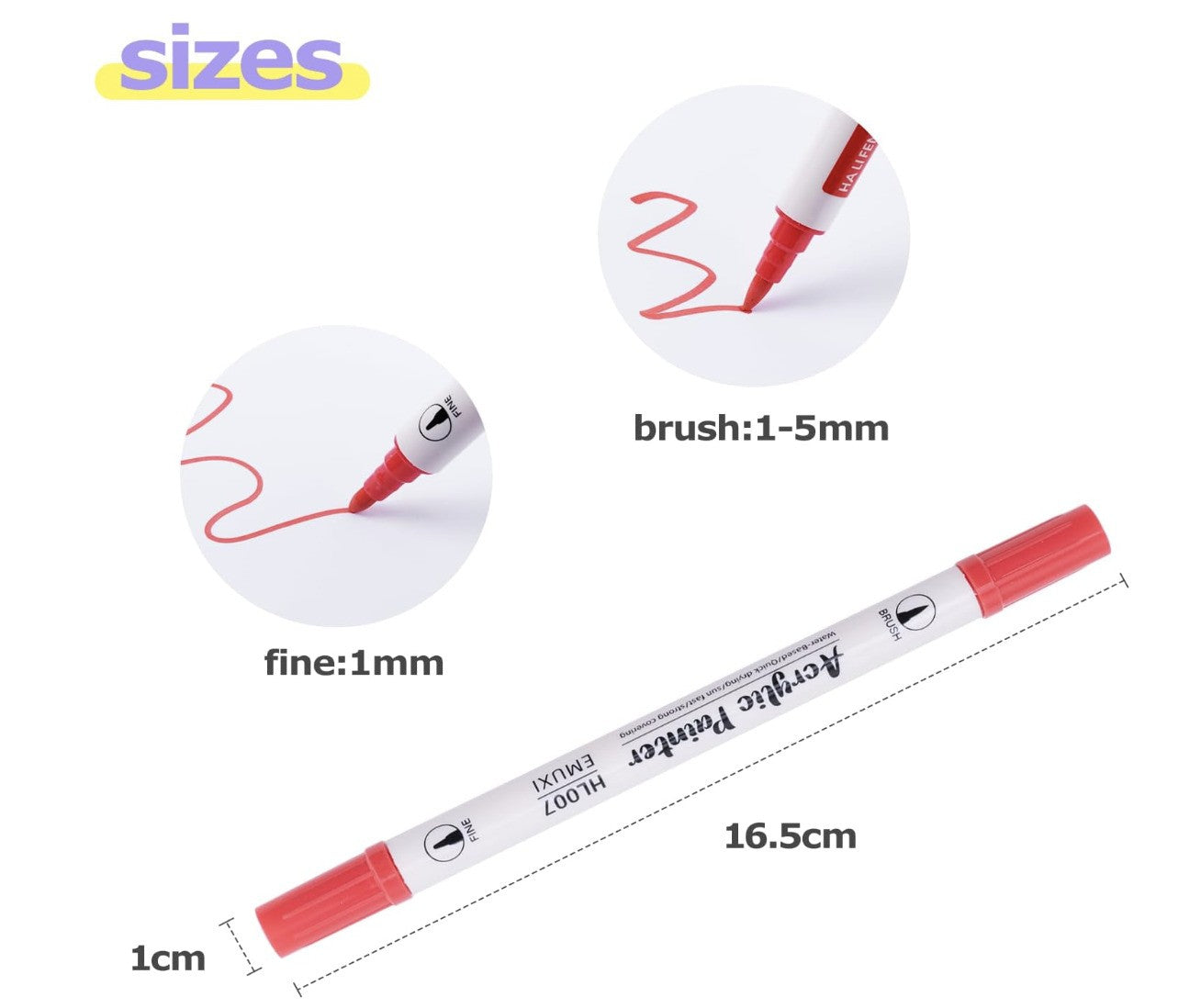 Carehabi– Acrylstifte 24 Farben wasserfest Marker für Glas Holz Leinwand Keramik