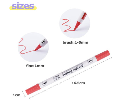 Carehabi– Acrylstifte 24 Farben wasserfest Marker für Glas Holz Leinwand Keramik