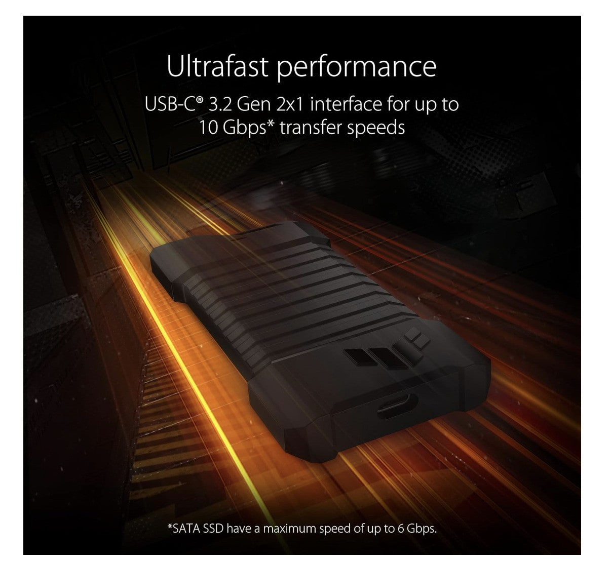 ASUS – TUF Gaming A1 SSD Gehäuse USB-C 3.2, M.2 NVMe SATA, IP68, stoßfest