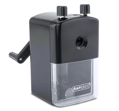 Rapesco – Modell 94, Tisch-Bleistiftanspitzer, schwarz, robust, manuell, Büro