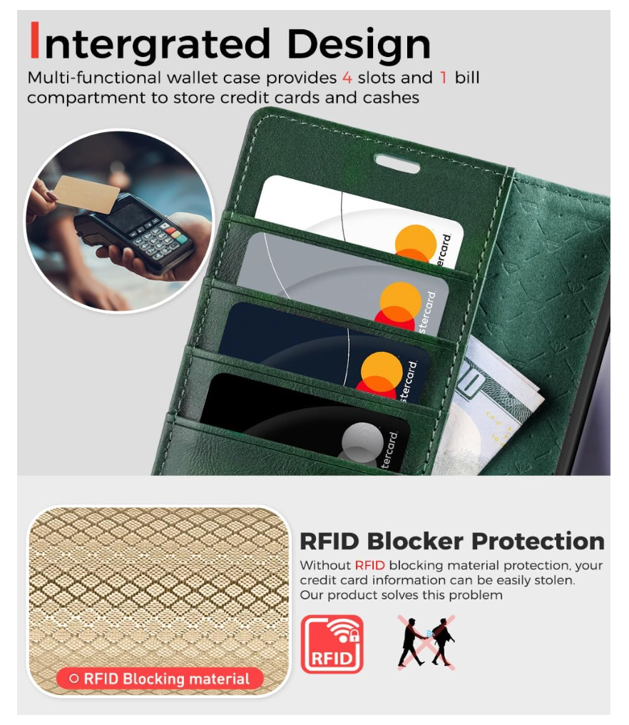 OCASE – Galaxy S24 Ultra Hülle 2in1 Leder, RFID, Magnet, Kartenfach, 6.8 Zoll