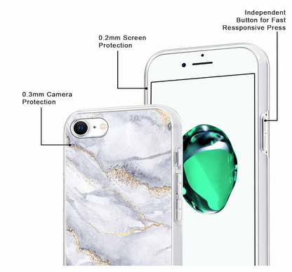 Xylota – iPhone 8/7/SE Hülle, 3er Set TPU Case Marmor Transparent Stoßfest Slim