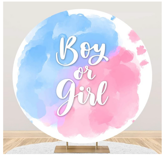 180cm Baby Shower Hintergrund Blau Rosa Gender Reveal Party Kreis Foto Aquarell