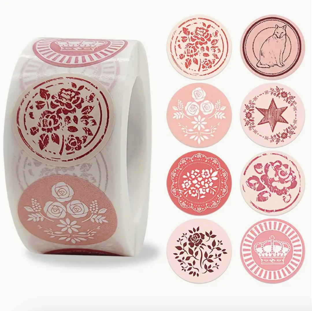 500x Umschlag-Siegeletiketten Mit 8 Blumenmuster-Aufklebern, Hochzeit Geburtstag
