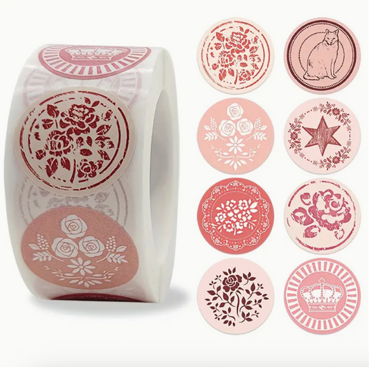 500x Umschlag-Siegeletiketten Mit 8 Blumenmuster-Aufklebern, Hochzeit Geburtstag