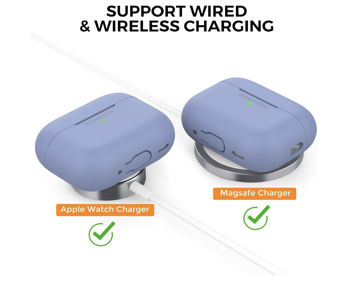 AHASTYLE – Hülle AirPods Pro 2, Silikon Case, LED sichtbar, Apple 2022, Lavendel