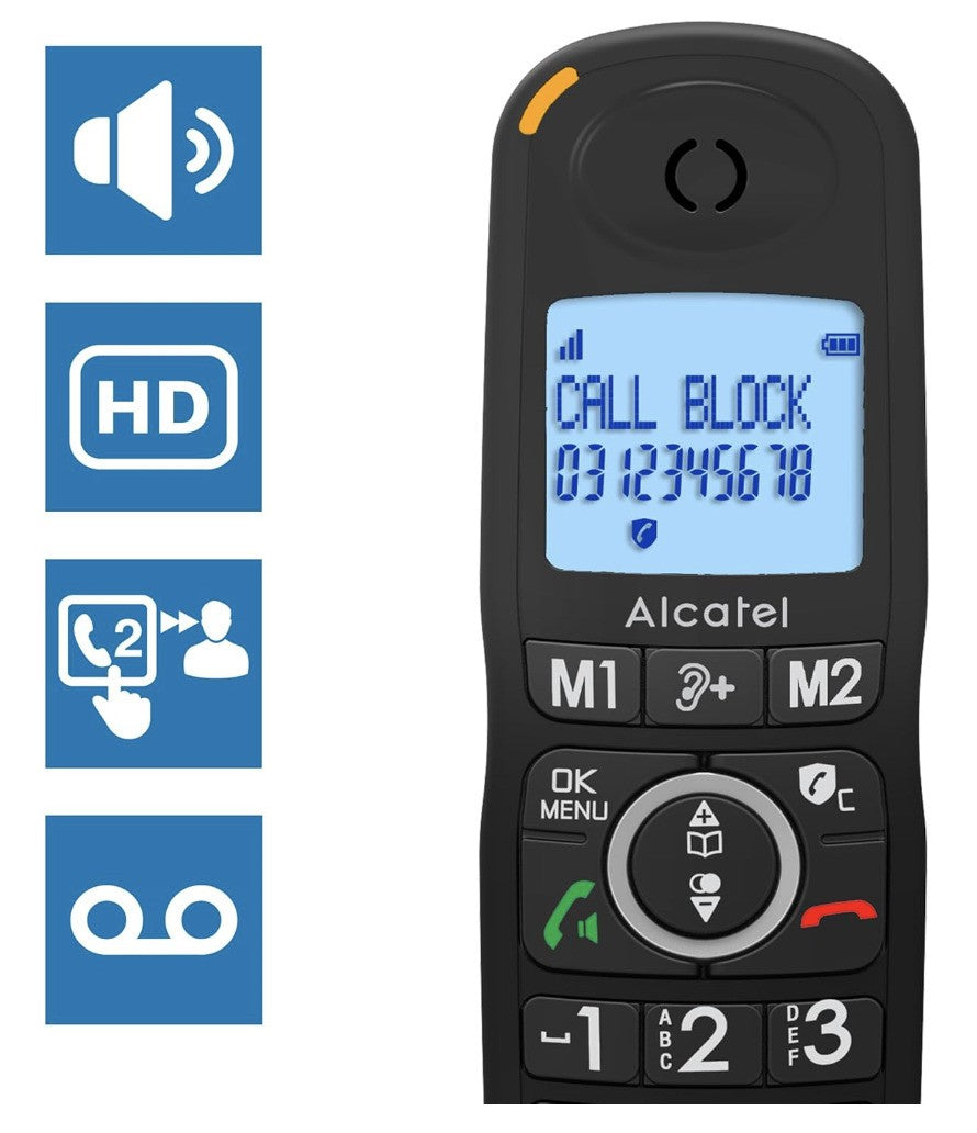 Alcatel – XL595 B Voice, Großtasten-Telefon, Anrufblocker, Seniorentelefon
