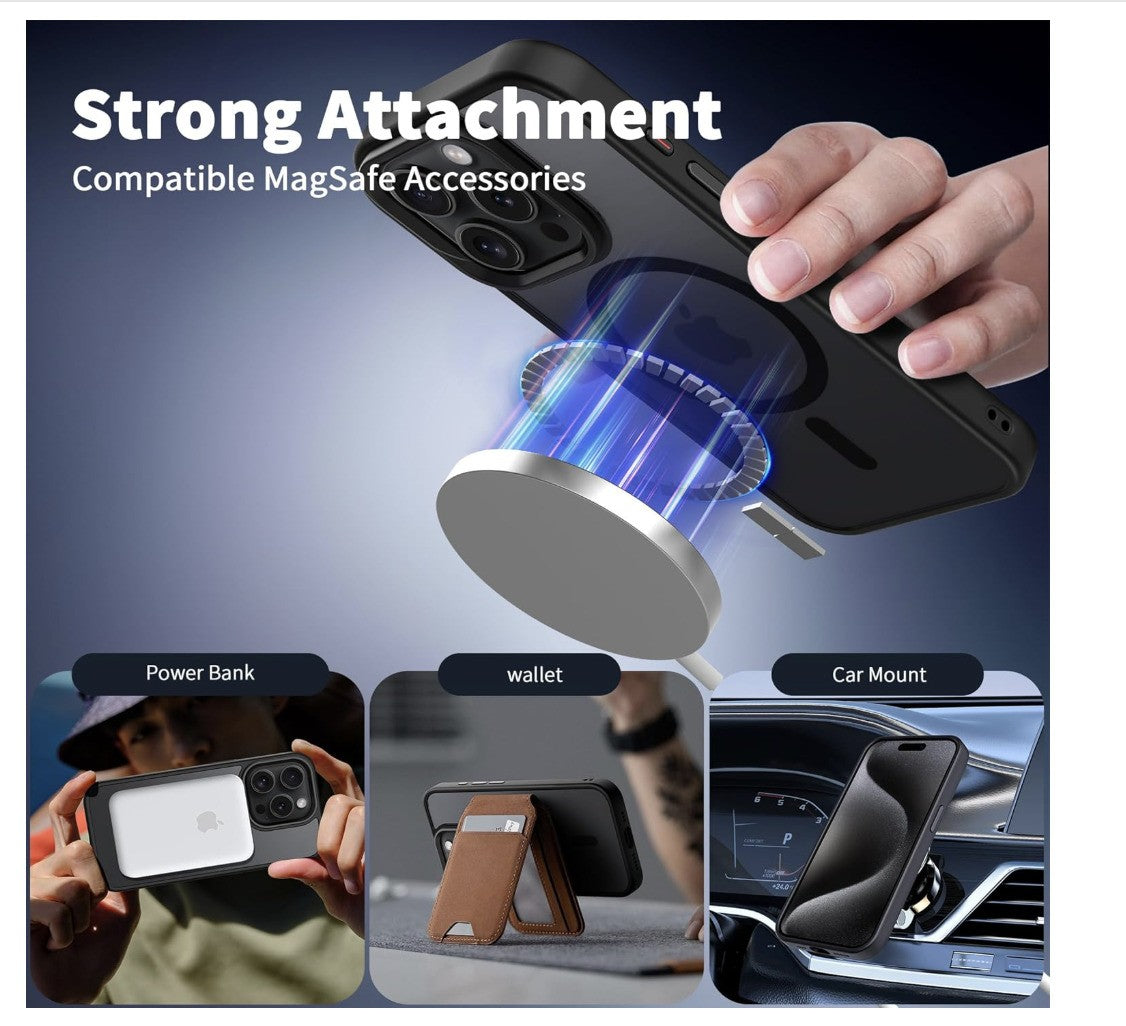 CACOE – iPhone 15 Pro Hülle, Magnetisch, kompatibel MagSafe, Stoßfest, Matt