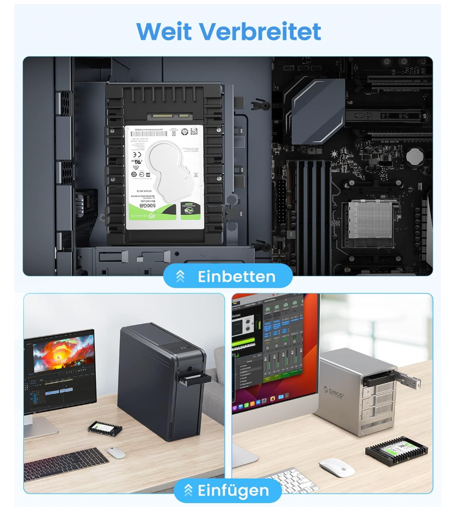 ORICO – 1125SS Montageadapter 2,5" HDD/SSD zu 3,5", SATA, inkl. Schrauben