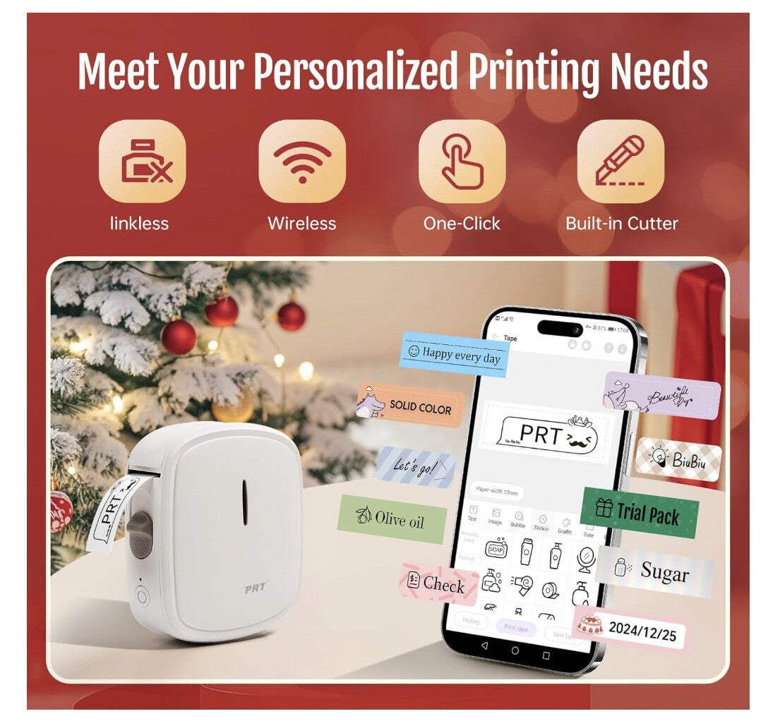 prt Qutie Mini Etikettendrucker Bluetooth tragbar USB Labelmaker für Zuhause Bür