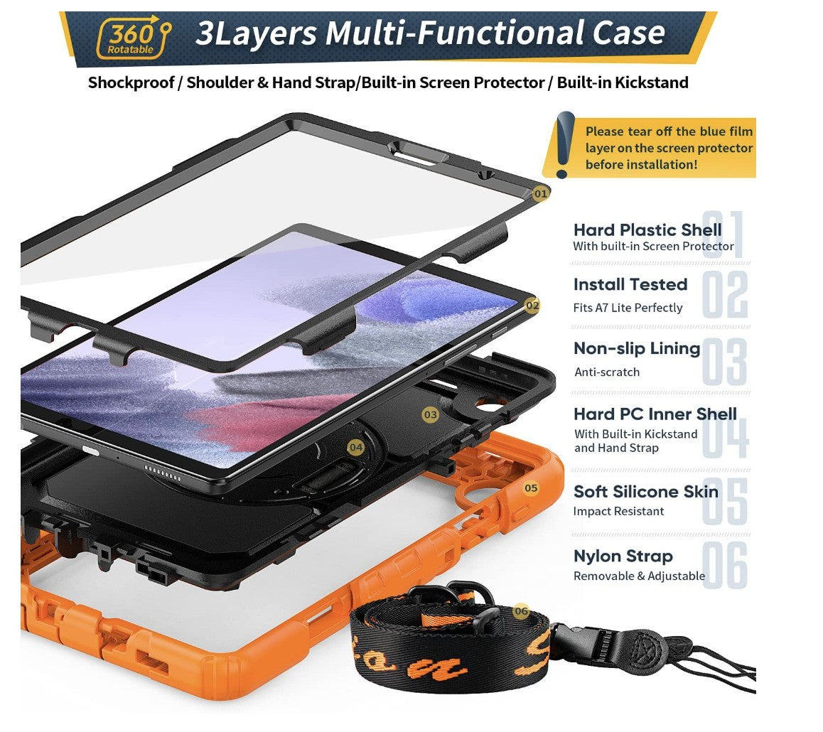 Timecity – Galaxy Tab A7 Lite T220 T225 Hülle Stoßfest drehbar Kinderschutz
