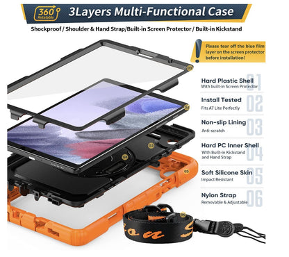 Timecity – Galaxy Tab A7 Lite T220 T225 Hülle Stoßfest drehbar Kinderschutz