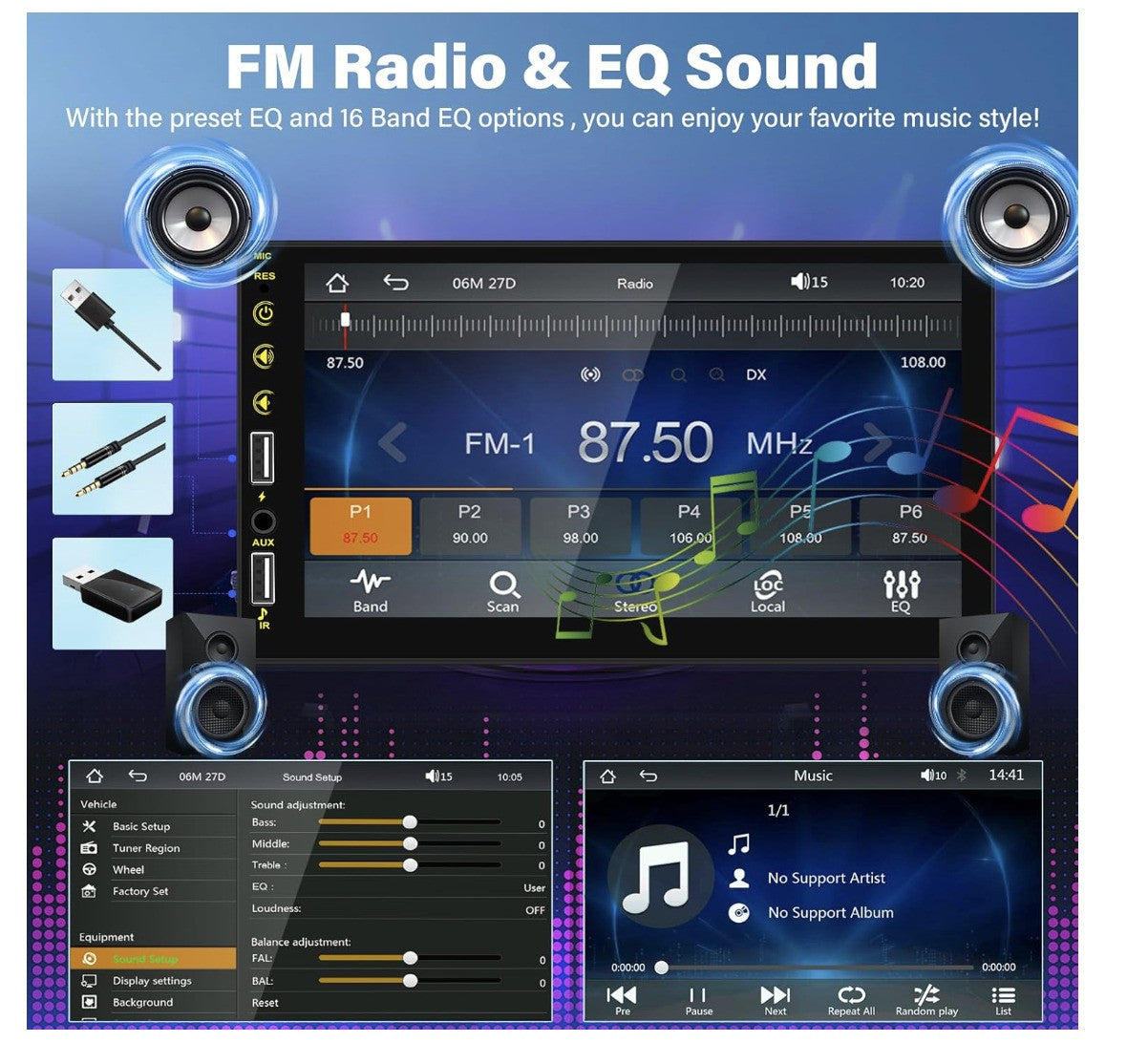 ZeaLive – ZL-C1 Autoradio 1 DIN mit CarPlay, Android Auto, 7" Touchscreen, BT FM