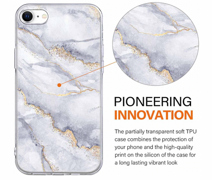 Xylota – iPhone 8/7/SE Hülle, 3er Set TPU Case Marmor Transparent Stoßfest Slim