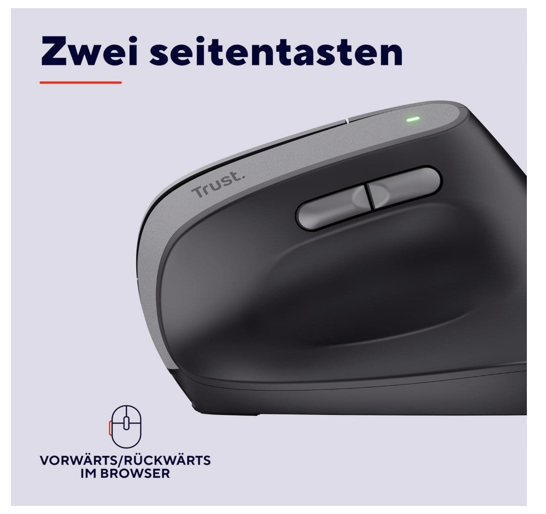 Trust – Yuno Maus Vertikal Kabellos, Ergonomisch DPI 800–2400 *SCROLLRAD DEFEKT