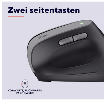 Trust – Yuno Maus Vertikal Kabellos, Ergonomisch DPI 800–2400 *SCROLLRAD DEFEKT