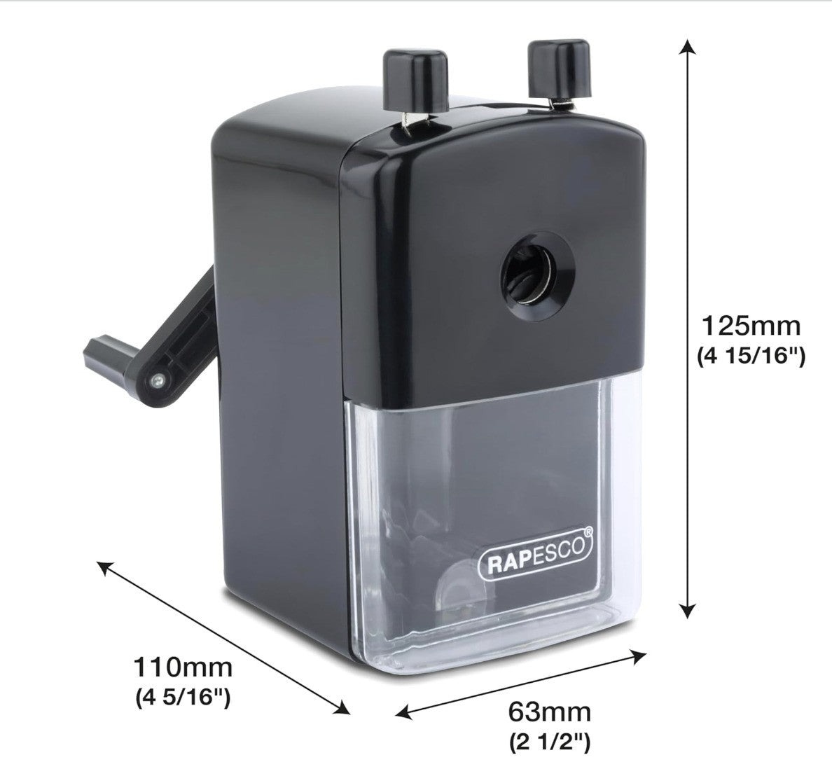 Rapesco – Modell 94, Tisch-Bleistiftanspitzer, schwarz, robust, manuell, Büro